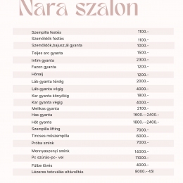 Nara szalon árlista 3.